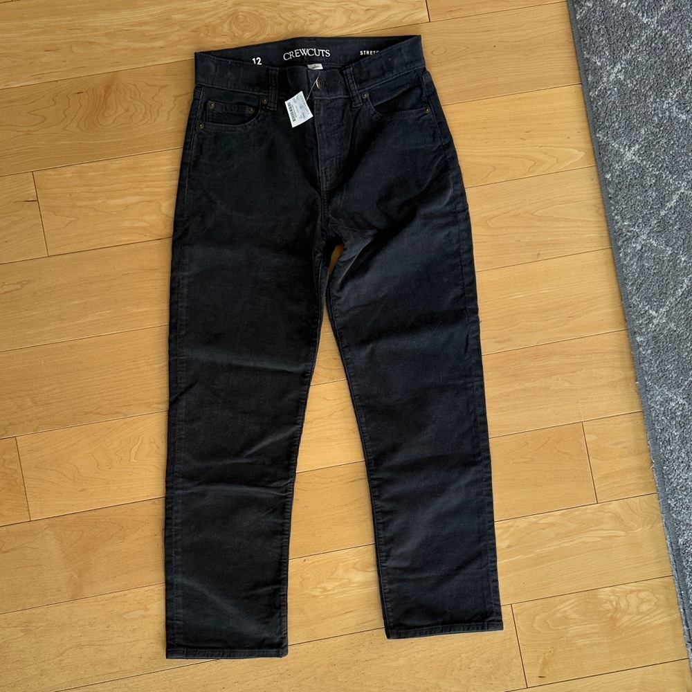 Crewcuts Cords charcoal gray Boys 12 NWT